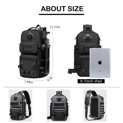 OZUKO Tactical Sling Backpack, Dark Gray