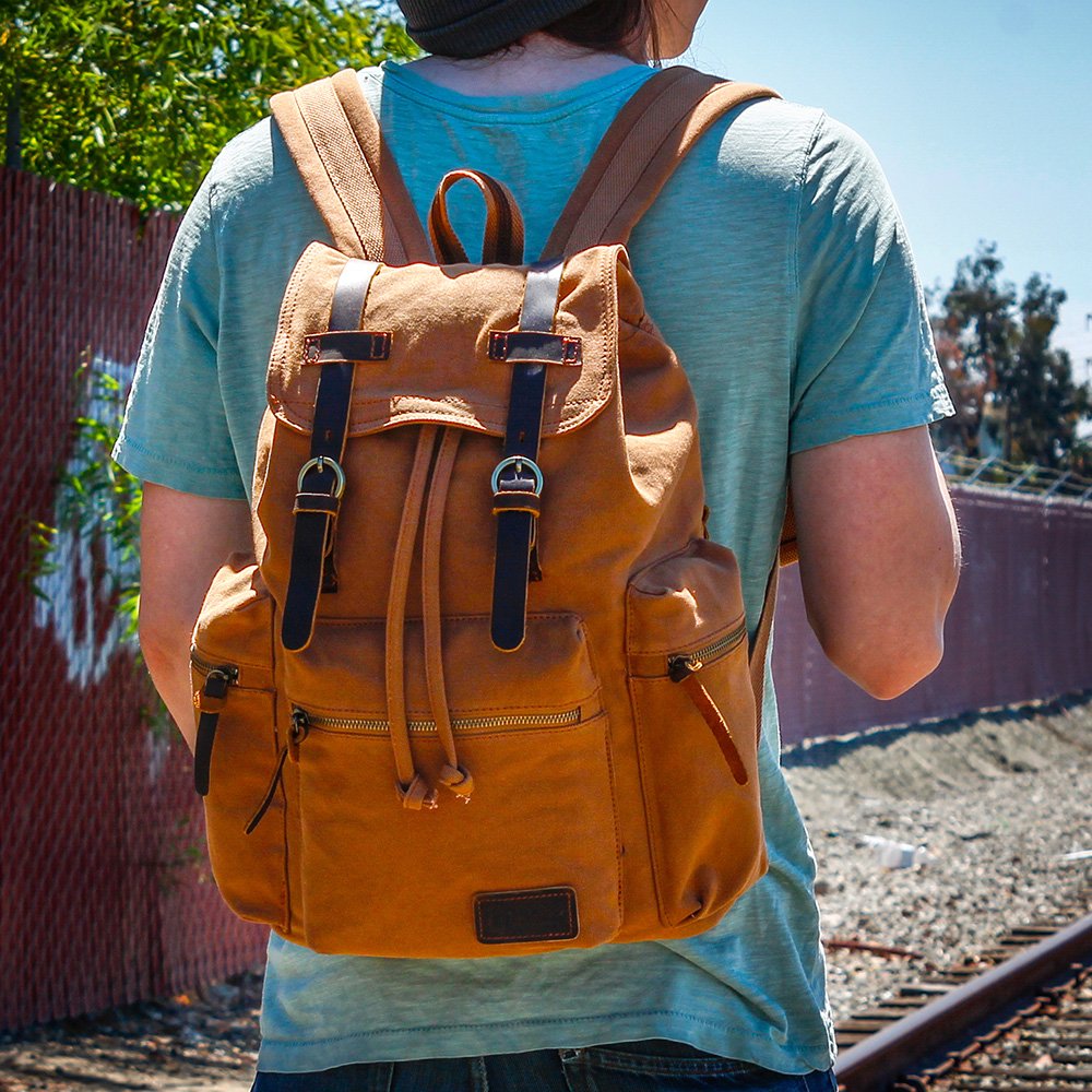 GEARONIC Vintage Canvas Laptop Backpack, 15"