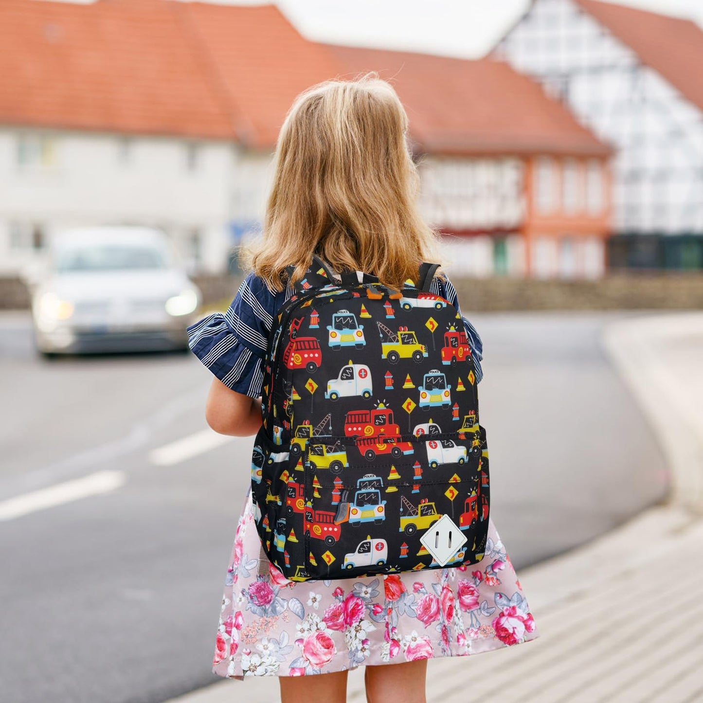 15" Kids Backpack for Preschool – Cute Car Design,