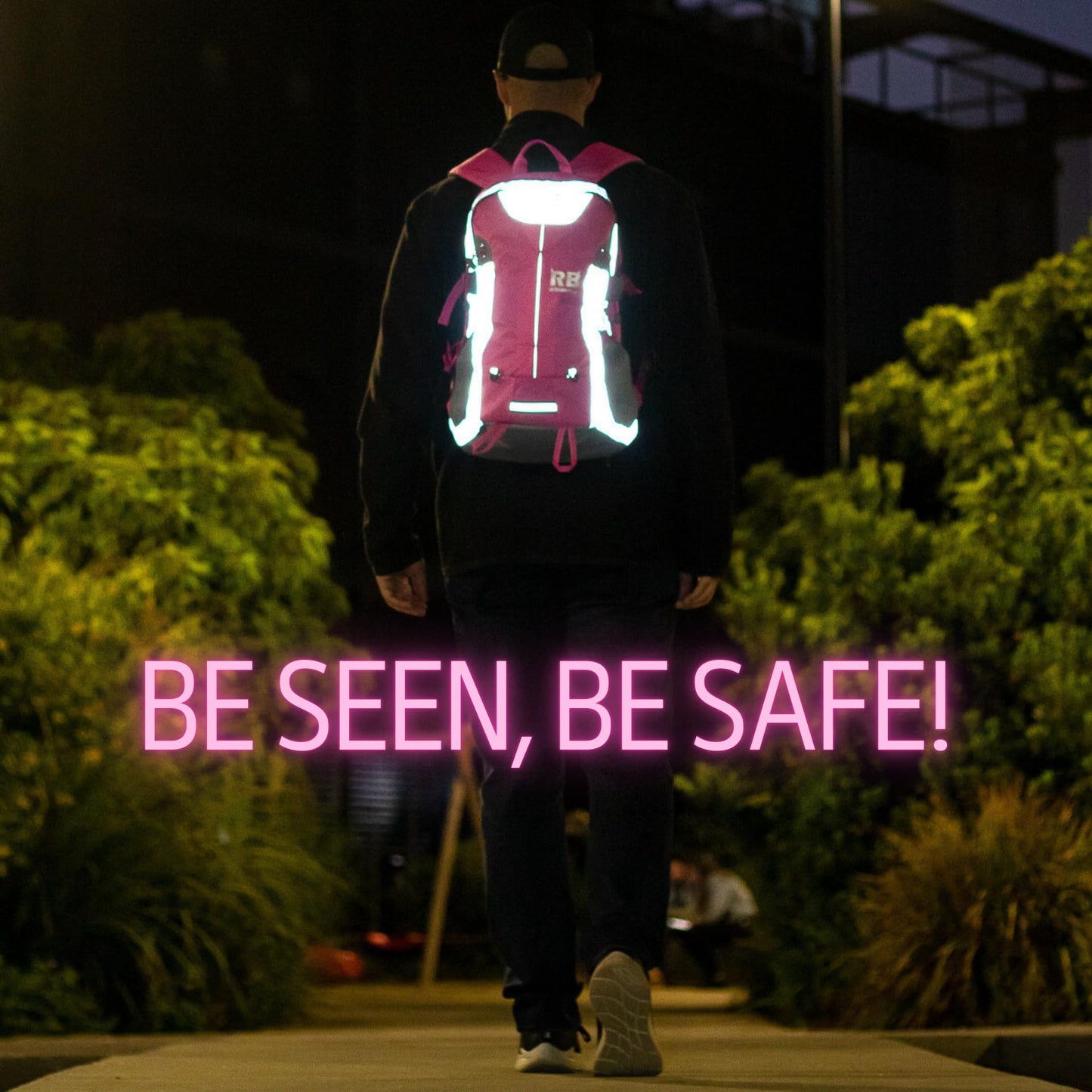 Reflective Motorcycle Backpack with Helmet Holder, Green