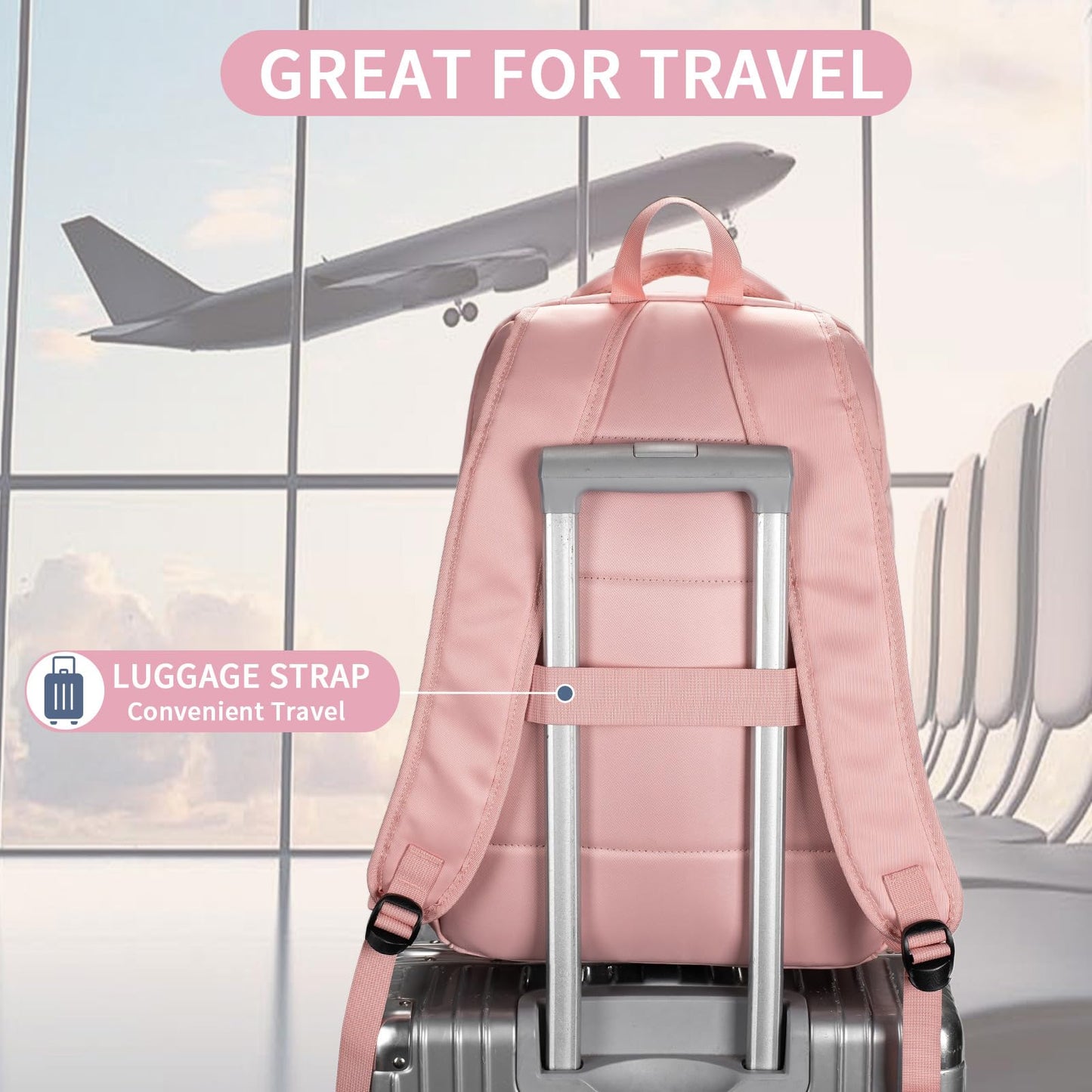 Travel Laptop Backpack, Black Backpack for Men and Women