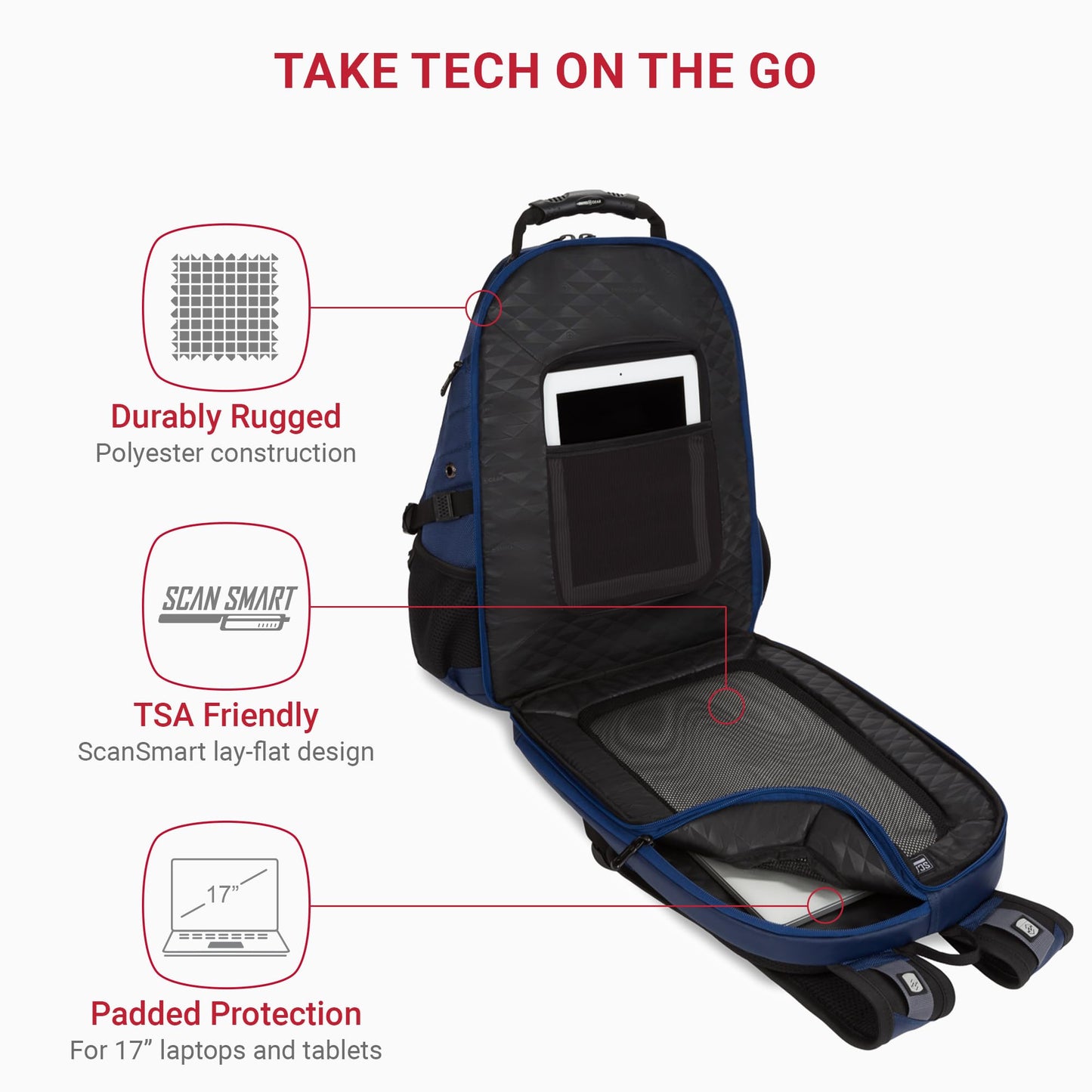 SwissGear 1900 ScanSmart TSA Laptop Backpack, 17" Black