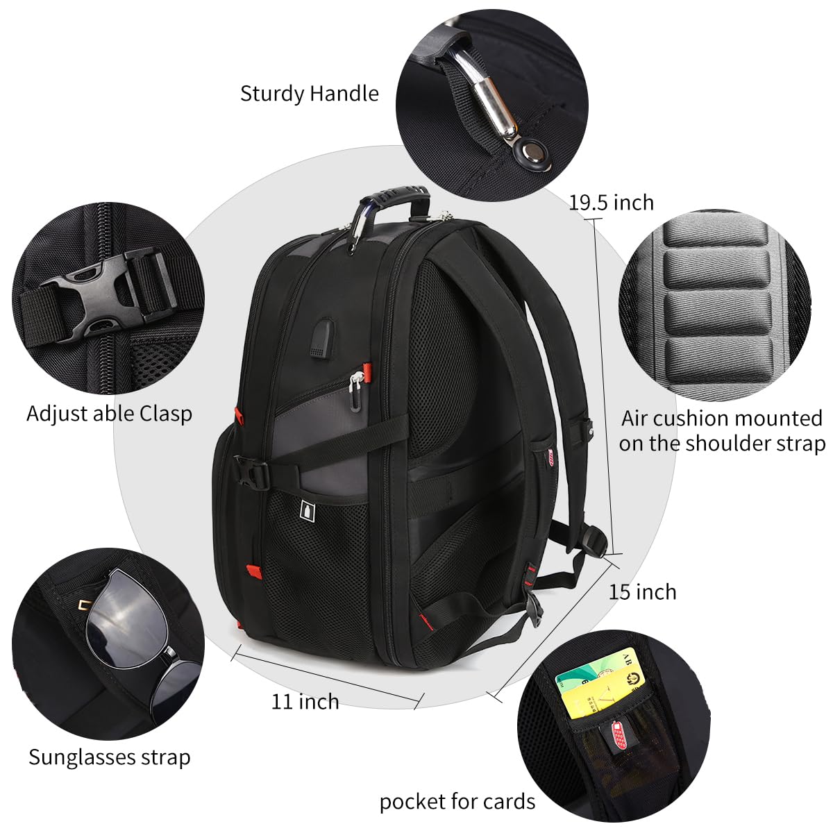 SHRRADOO 50L Laptop Backpack with USB