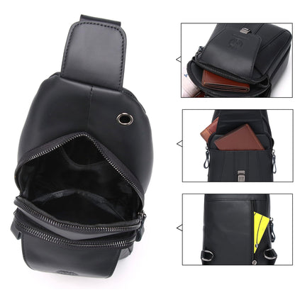 LUKZIJAES Genuine Leather Sling Bag for Men
