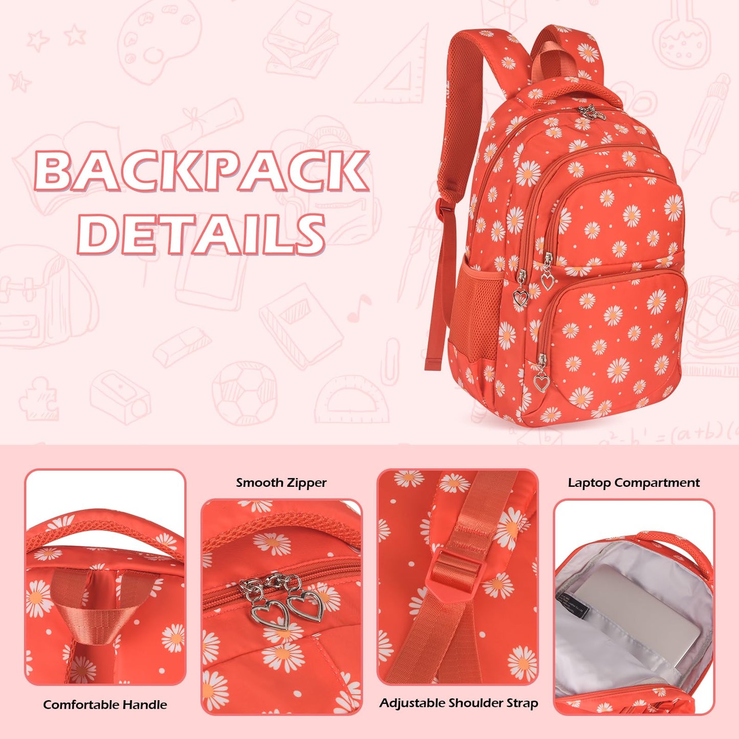Goldwheat Daisy Backpack Set, 3pcs