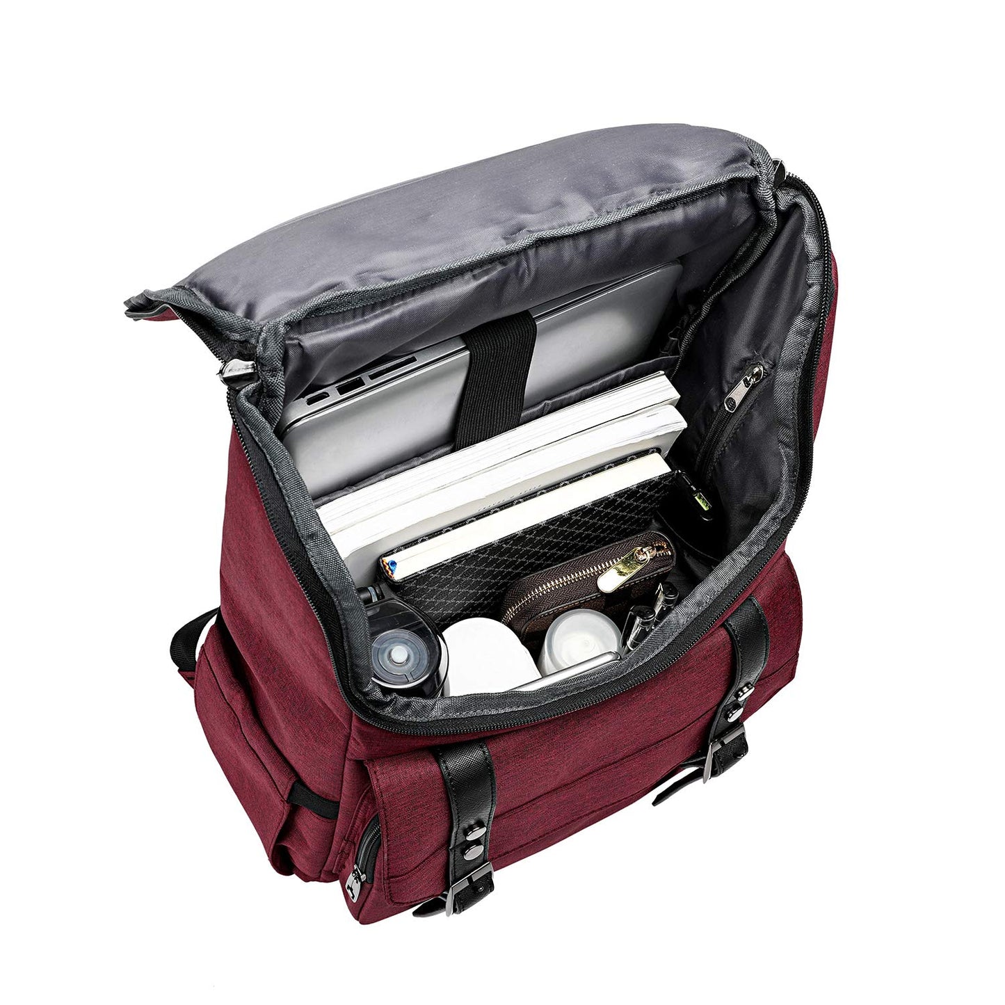YALUNDISI Vintage Laptop Backpack with USB, Black