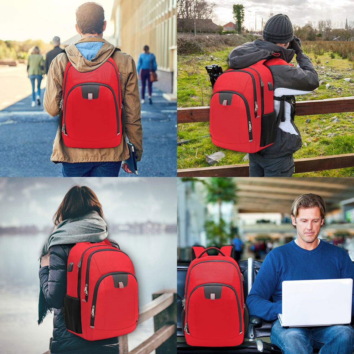 Travel Laptop Backpack, Black Backpack for Men and Women