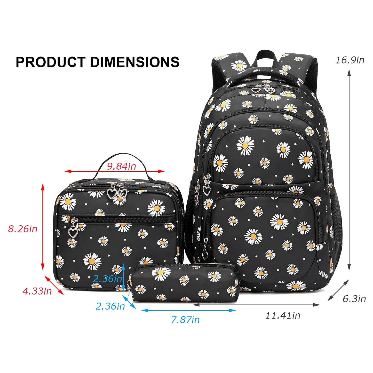 Goldwheat Daisy Backpack Set, 3pcs