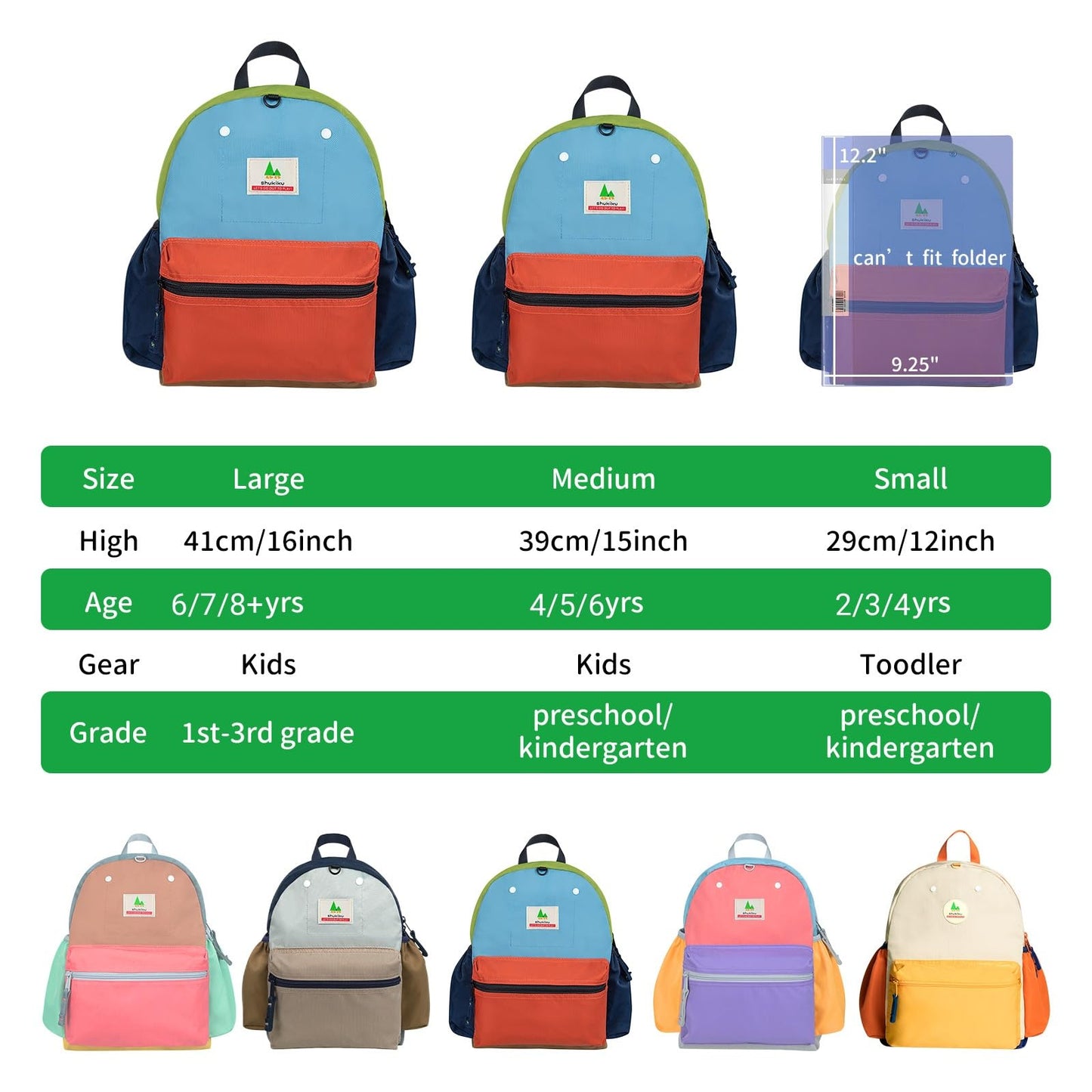 15 Inch Kids Backpack for School & Travel, Medium