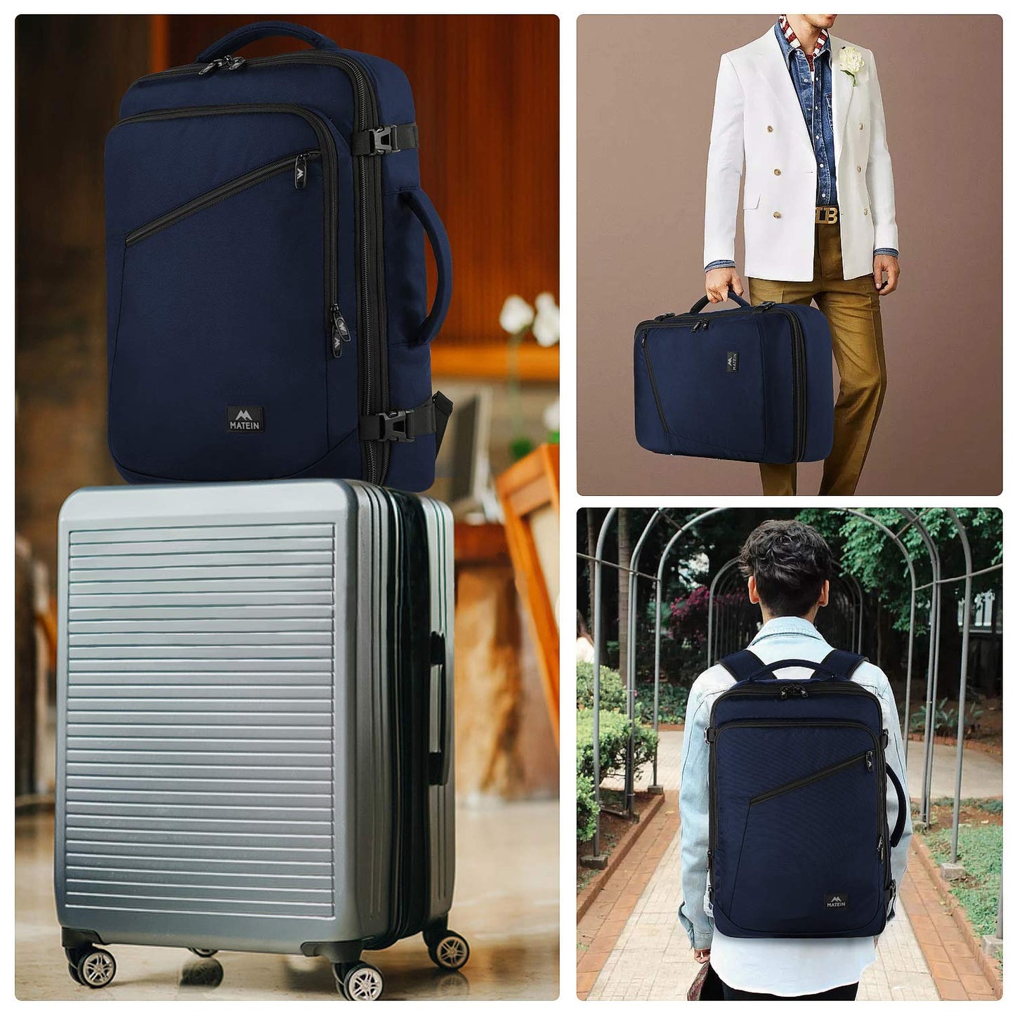 MATEIN 40L Carry-On Travel Backpack, Black