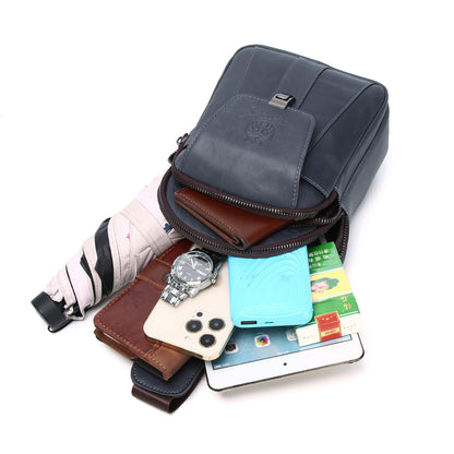 LUKZIJAES Genuine Leather Sling Bag for Men