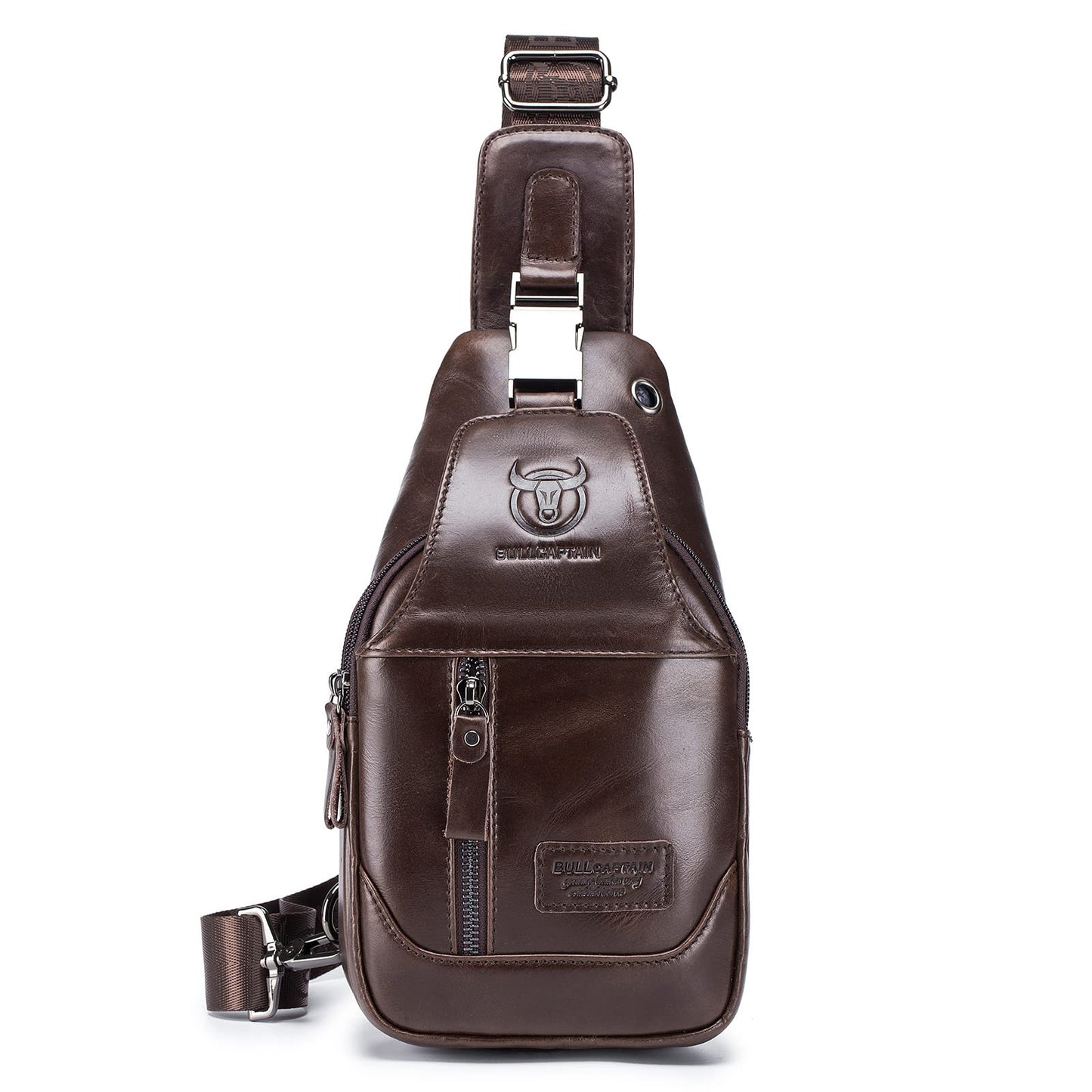 LUKZIJAES Genuine Leather Sling Bag for Men
