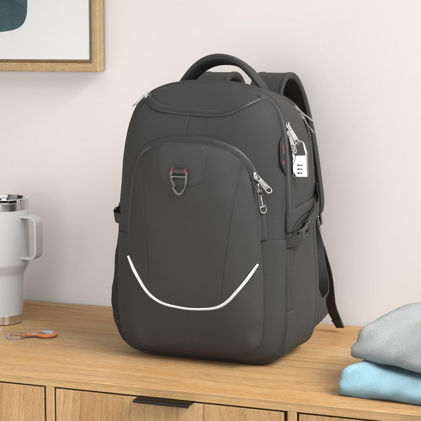 Travel Laptop Backpack, Black Backpack for Men and Women