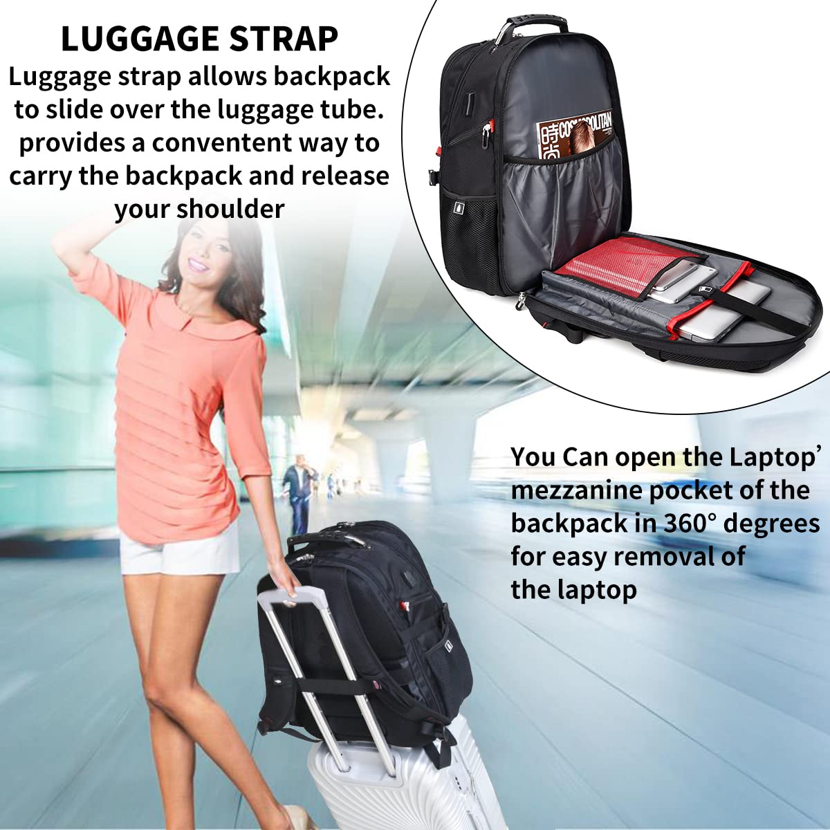 SHRRADOO 50L Laptop Backpack with USB