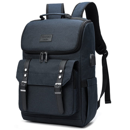 YALUNDISI Vintage Laptop Backpack with USB, Black