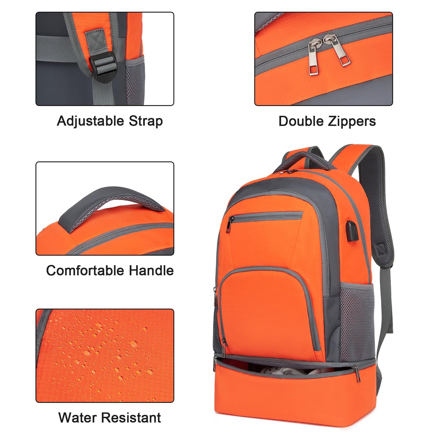 Seyfocnia Gym Backpack with USB, Men’s