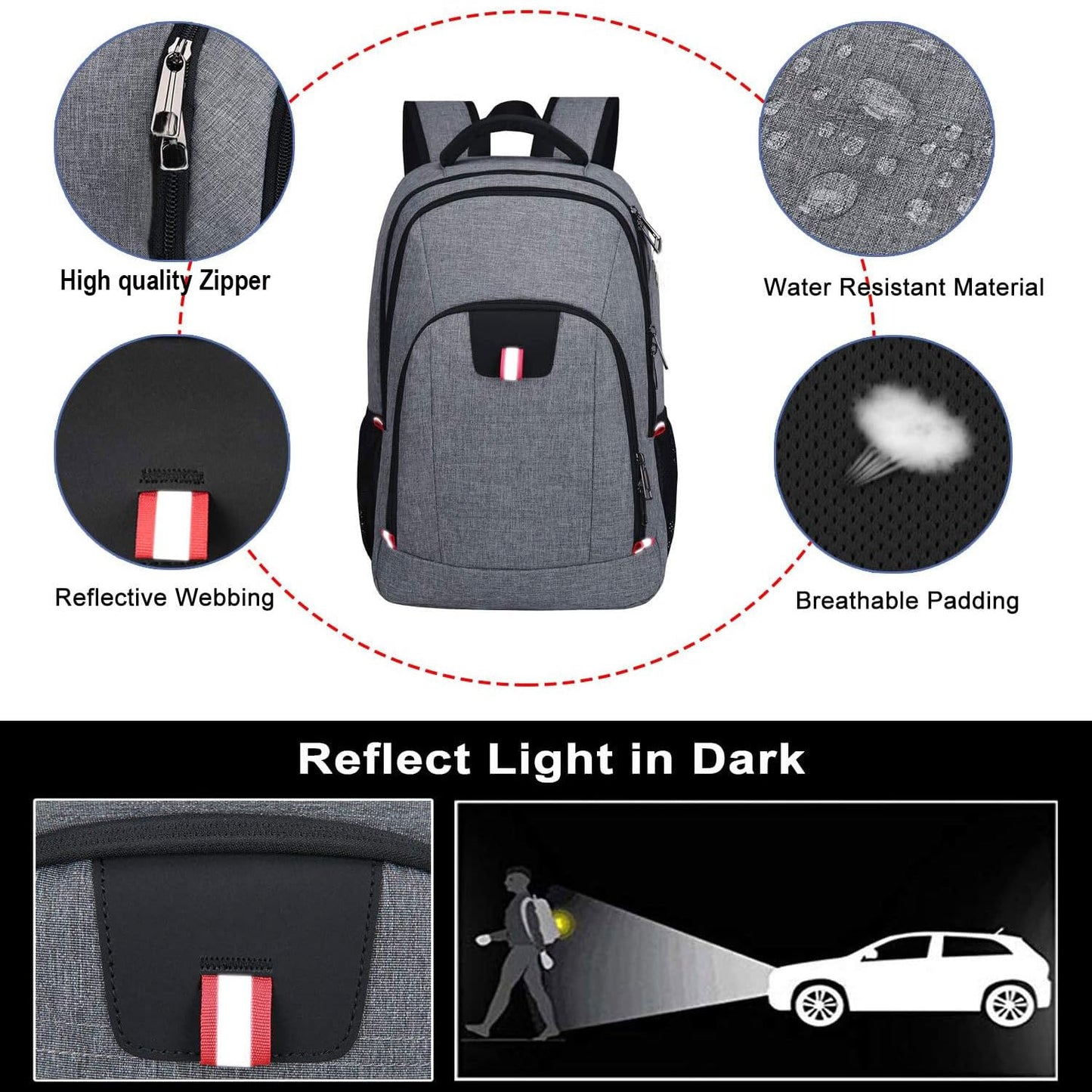 Travel Laptop Backpack, Black Backpack for Men and Women