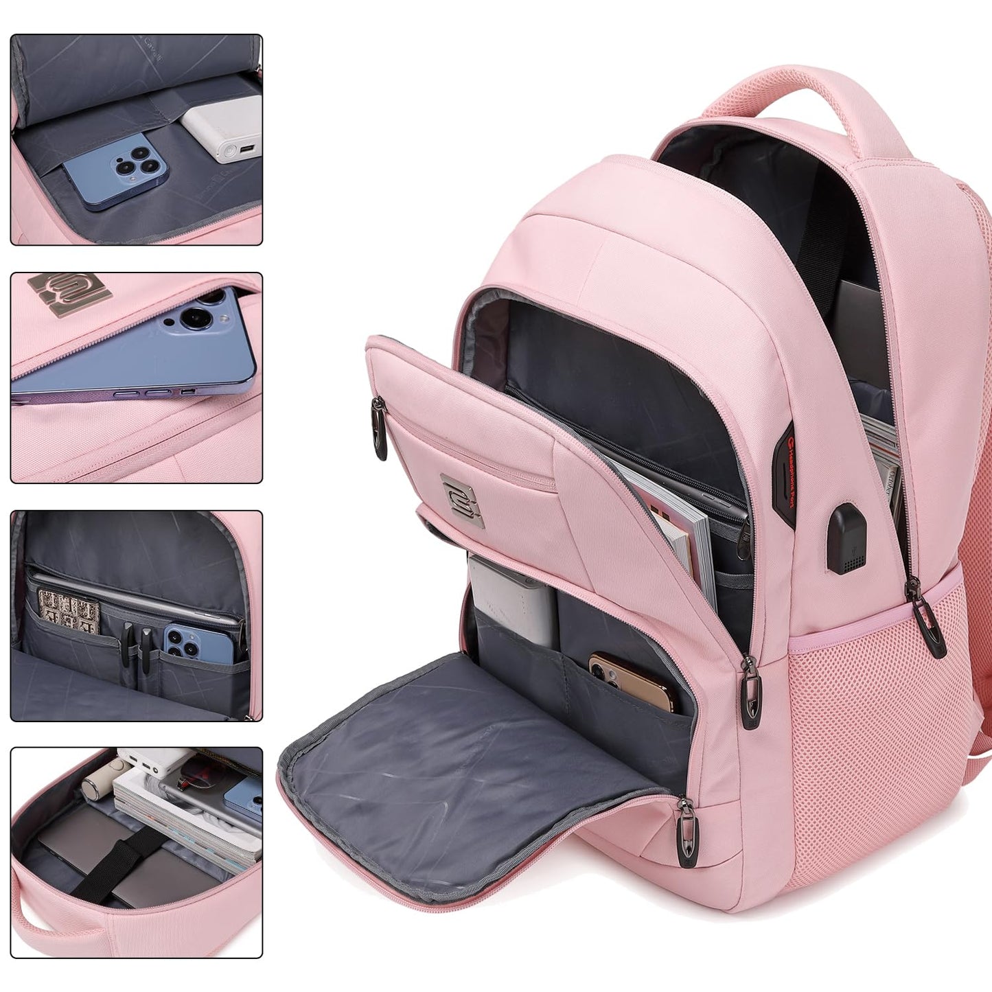 Anti-Theft Laptop Backpack with USB – 15.6" Black