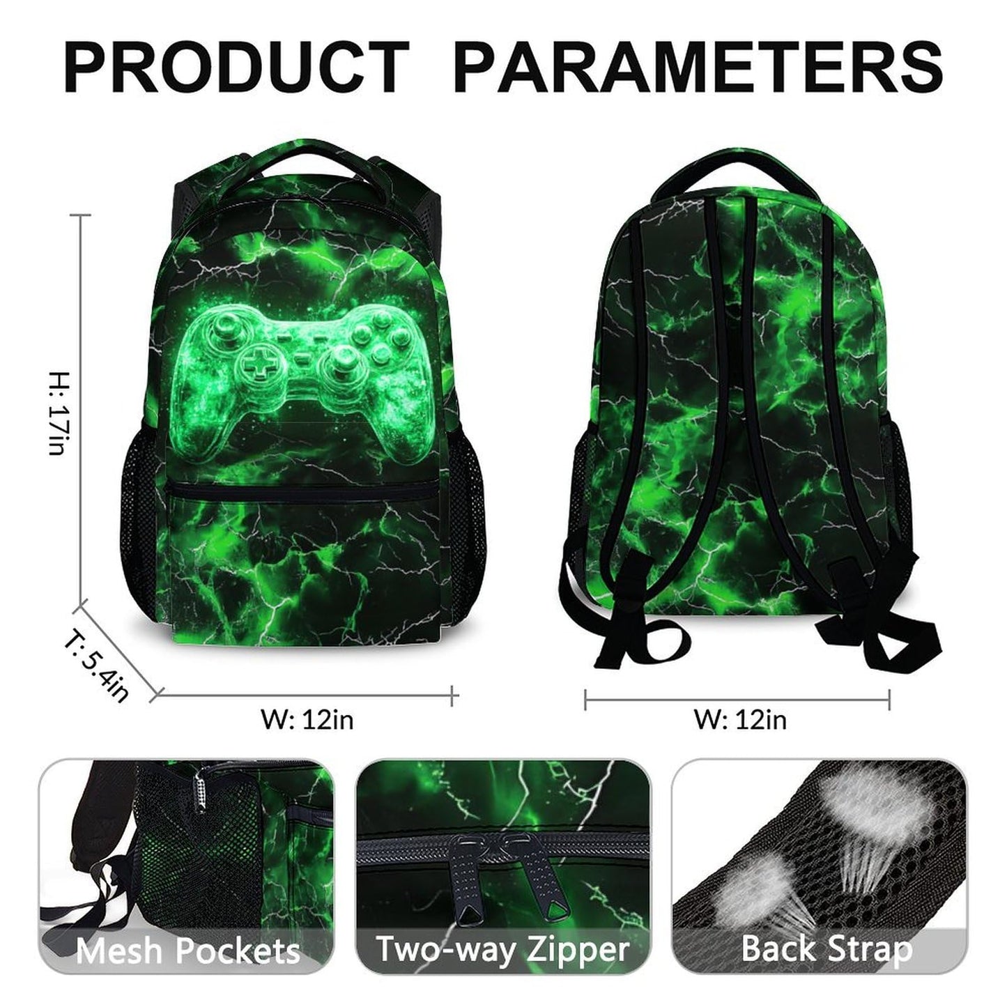 17" Kids Gamer Backpack – Green