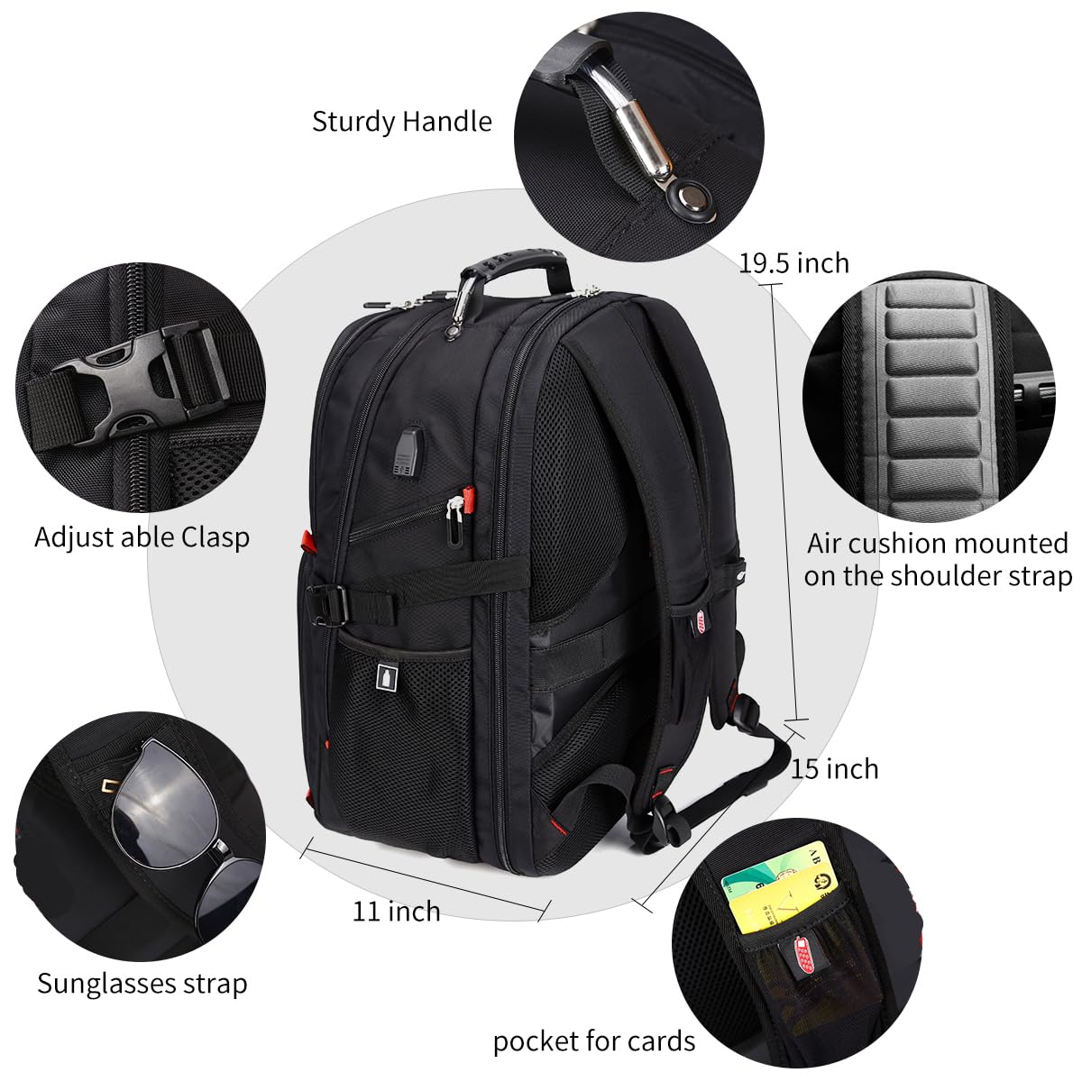 SHRRADOO 50L Laptop Backpack with USB