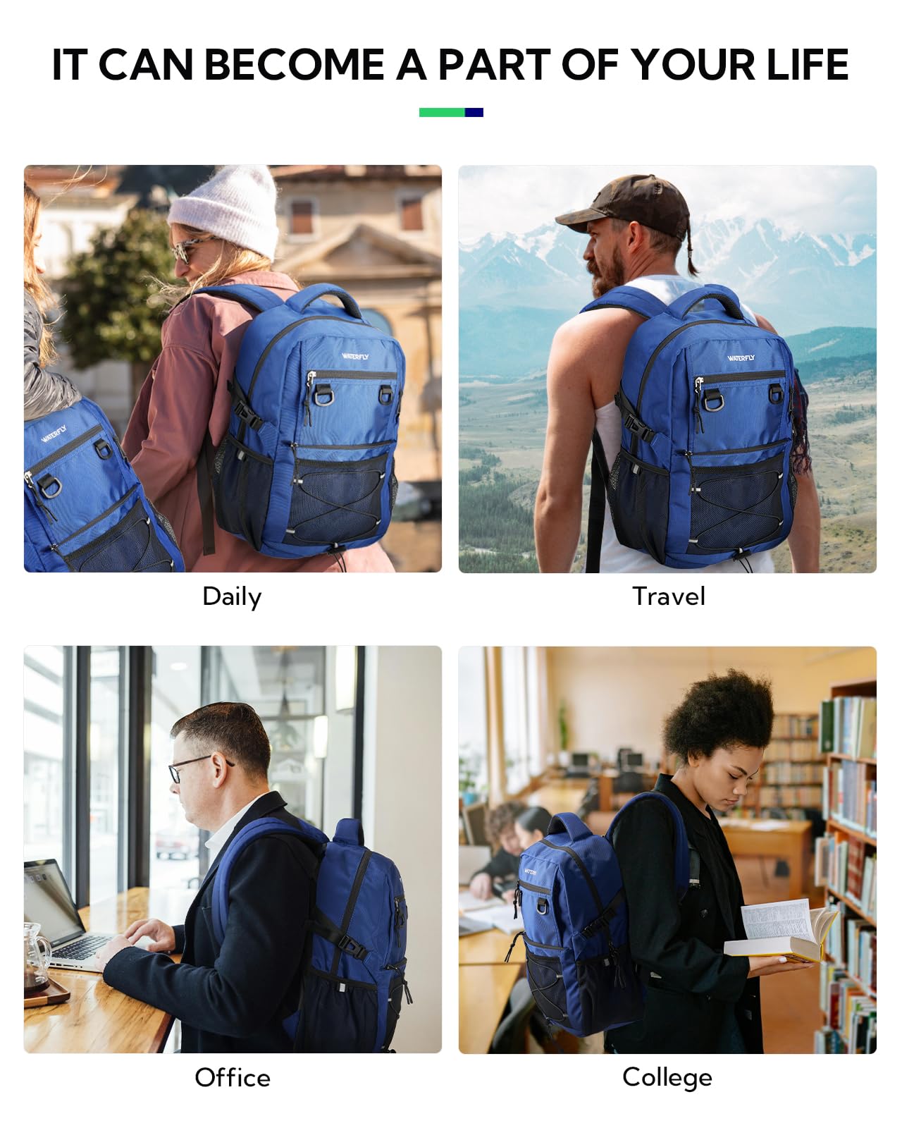 WATERFLY 22L Lightweight Travel & Hiking Backpack