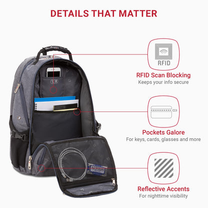 SwissGear 1900 ScanSmart TSA Laptop Backpack, 17" Black