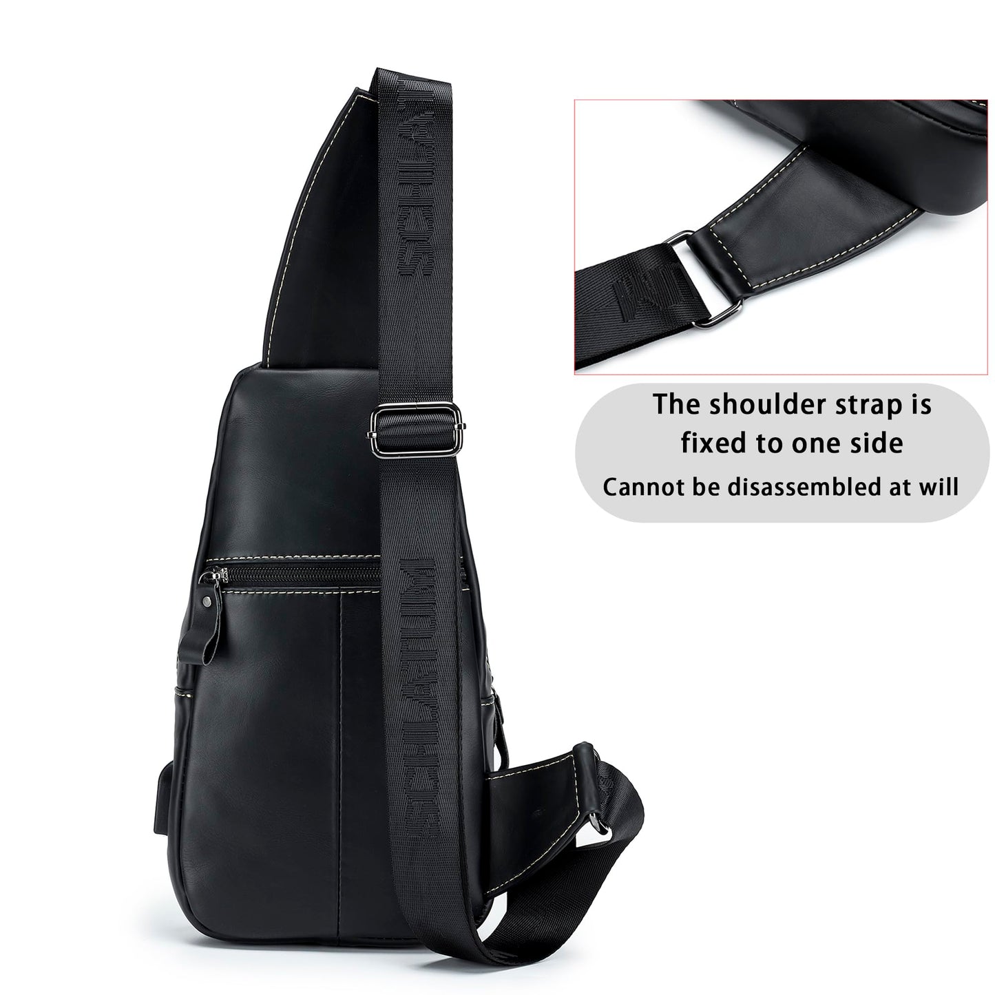 LUKZIJAES Genuine Leather Sling Bag for Men