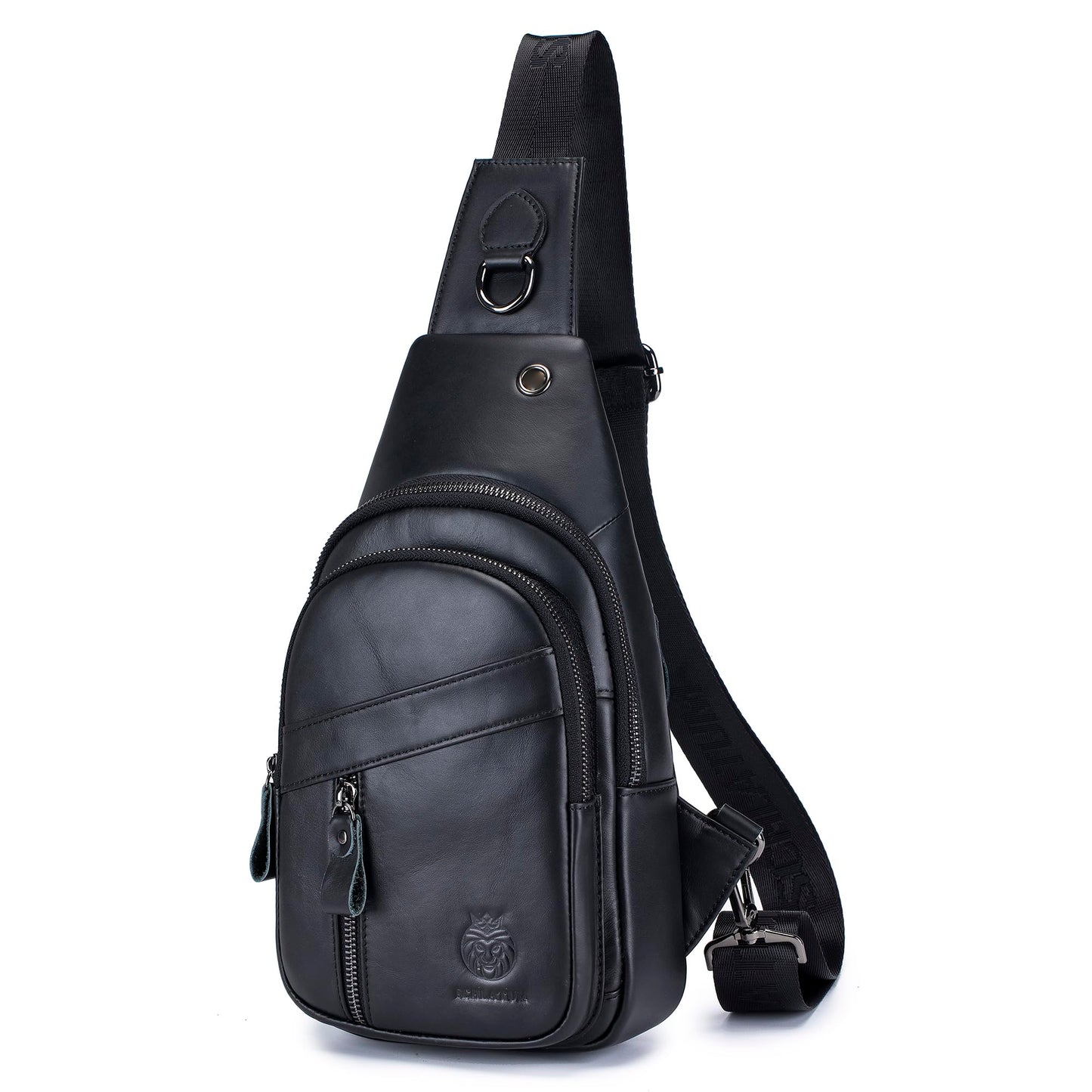 LUKZIJAES Genuine Leather Sling Bag for Men