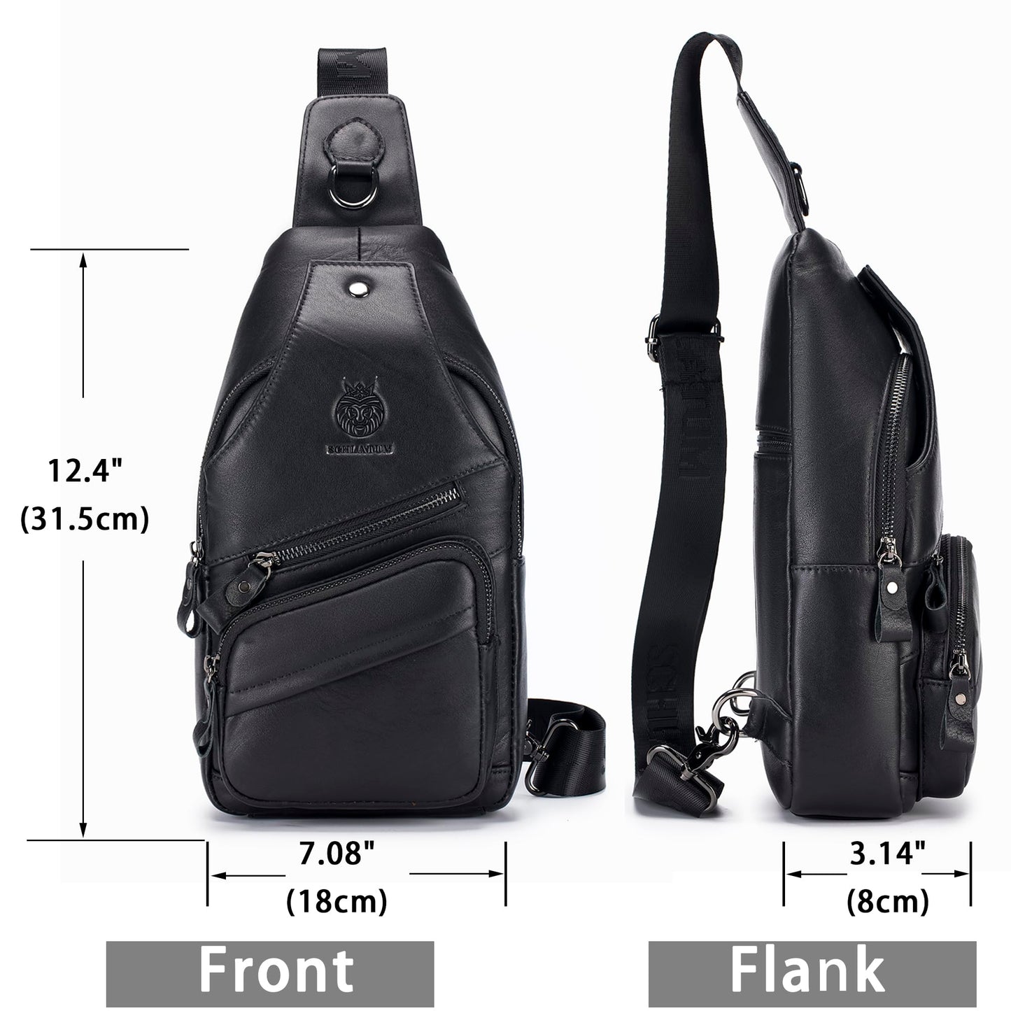 LUKZIJAES Genuine Leather Sling Bag for Men