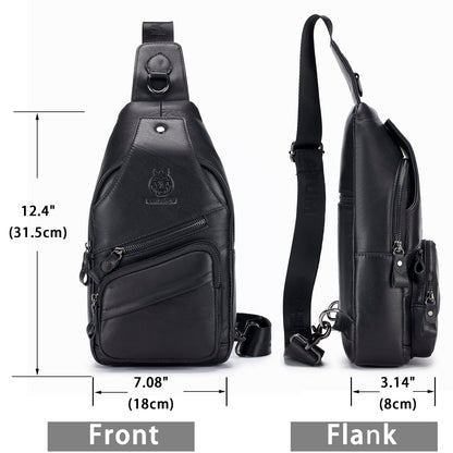LUKZIJAES Genuine Leather Sling Bag for Men