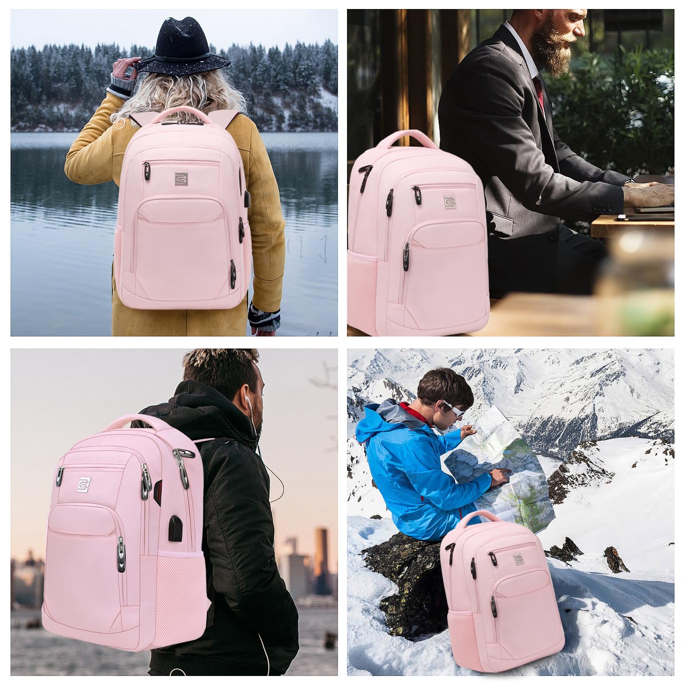 Anti-Theft Laptop Backpack with USB – 15.6" Black