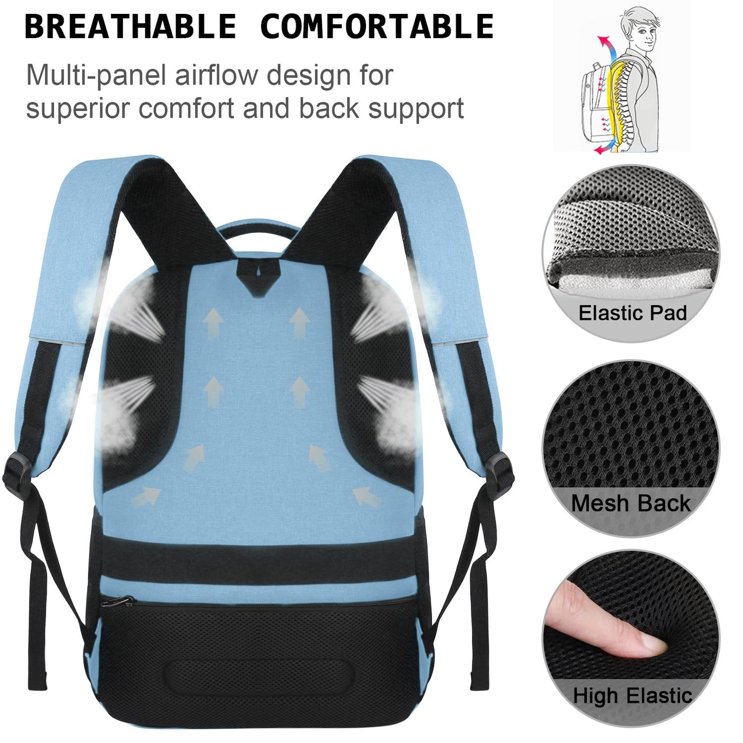 Anti-Theft Laptop Backpack with USB – 15.6" Black