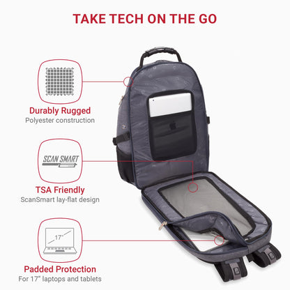 SwissGear 1900 ScanSmart TSA Laptop Backpack, 17" Black
