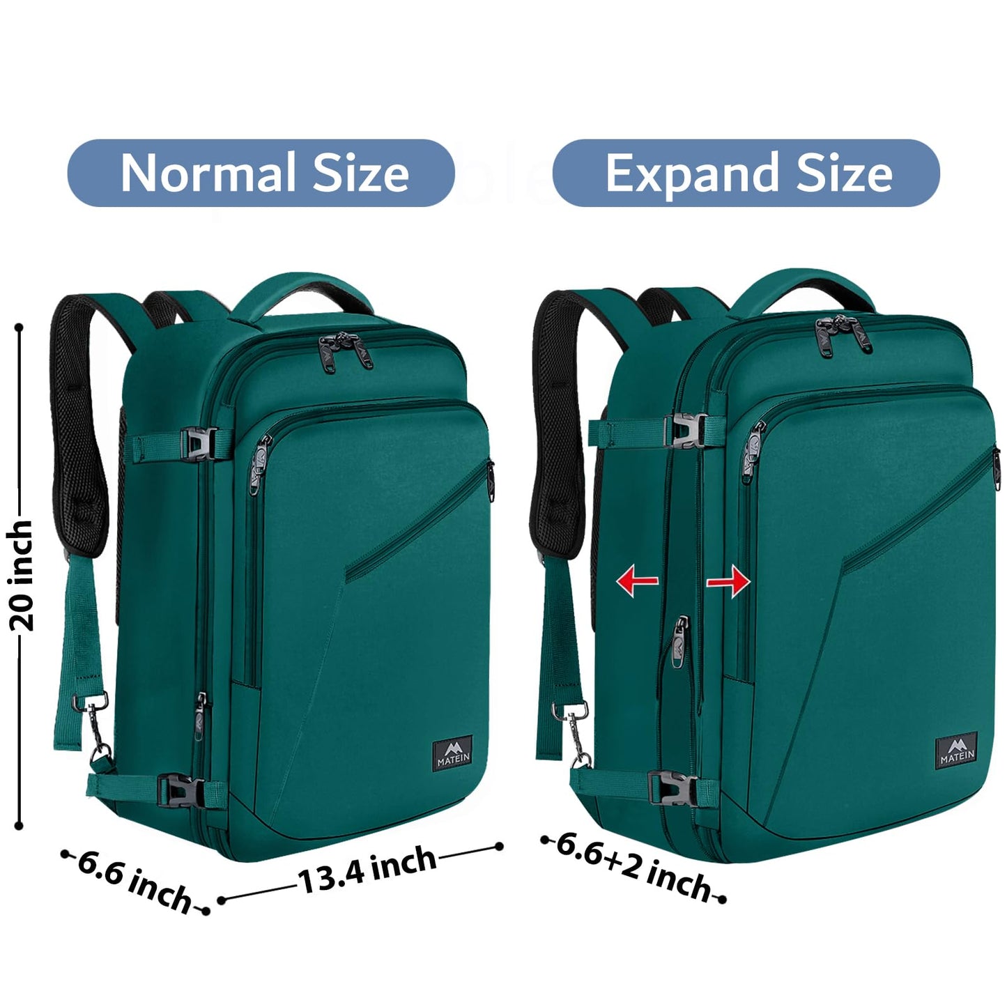 MATEIN 40L Carry-On Travel Backpack, Black