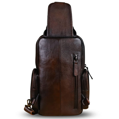 IVTG Genuine Leather Sling Crossbody Bag, Brown