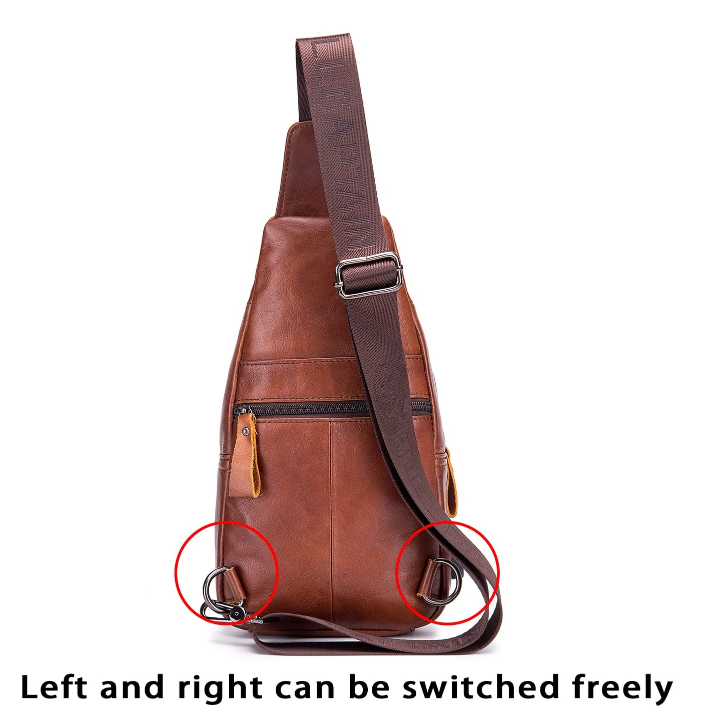 LUKZIJAES Genuine Leather Sling Bag for Men