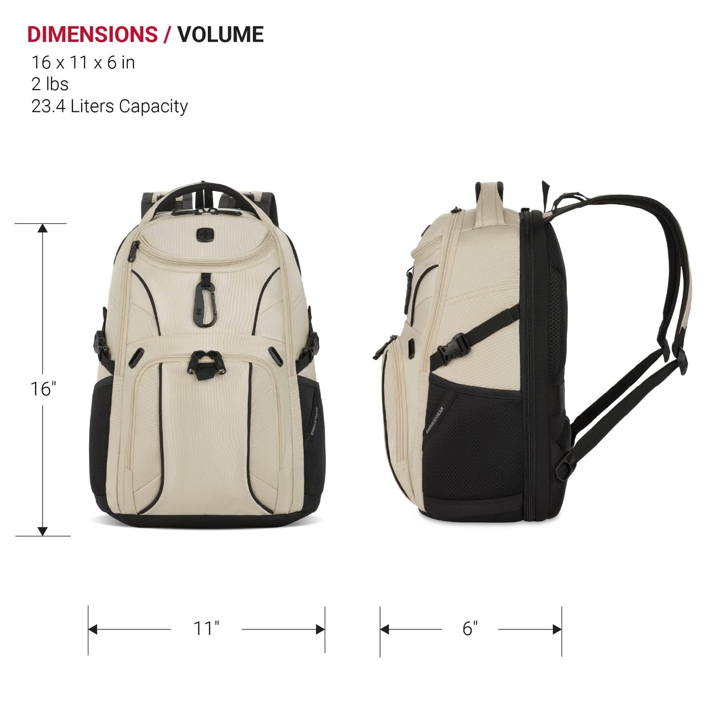 SwissGear Mini 1900 Scansmart Slim Version Laptop Backpack, Oatmeal, 16-Inch
