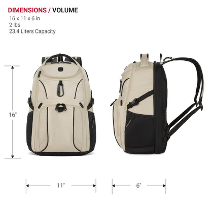 SwissGear Mini 1900 Scansmart Slim Version Laptop Backpack, Oatmeal, 16-Inch