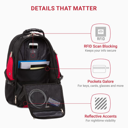 SwissGear 1900 ScanSmart TSA Laptop Backpack, 17" Black