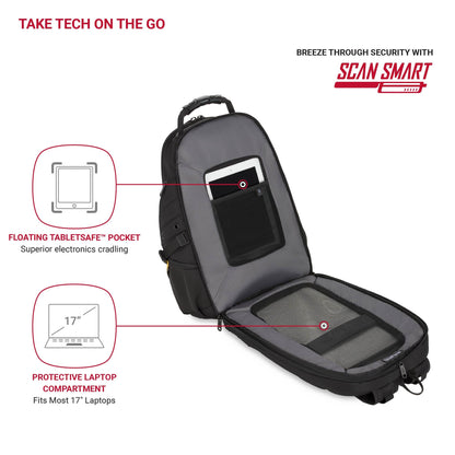 SwissGear 1900 ScanSmart TSA Laptop Backpack, 17" Black