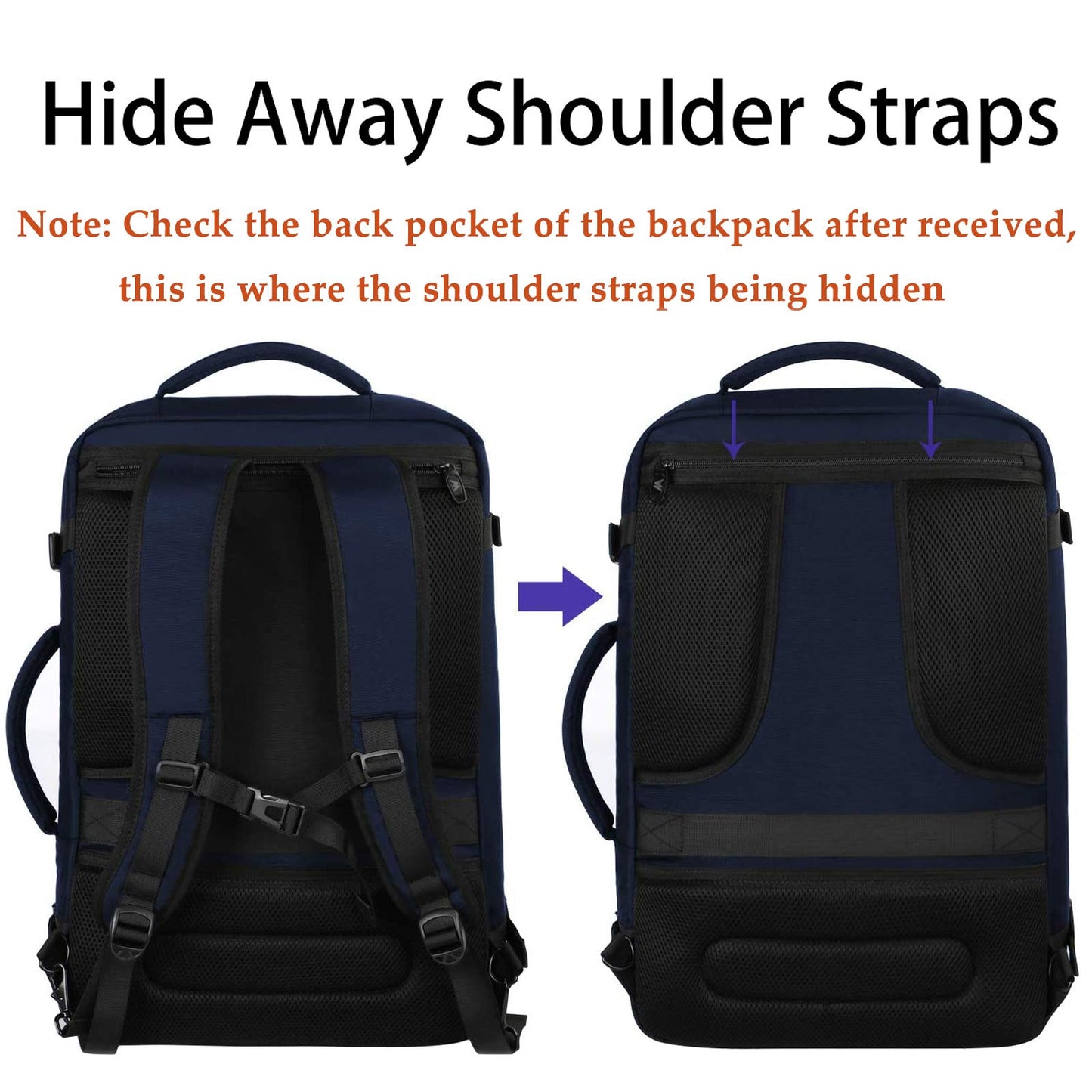 MATEIN 40L Carry-On Travel Backpack, Black