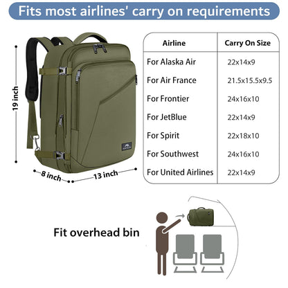 MATEIN 40L Carry-On Travel Backpack, Black