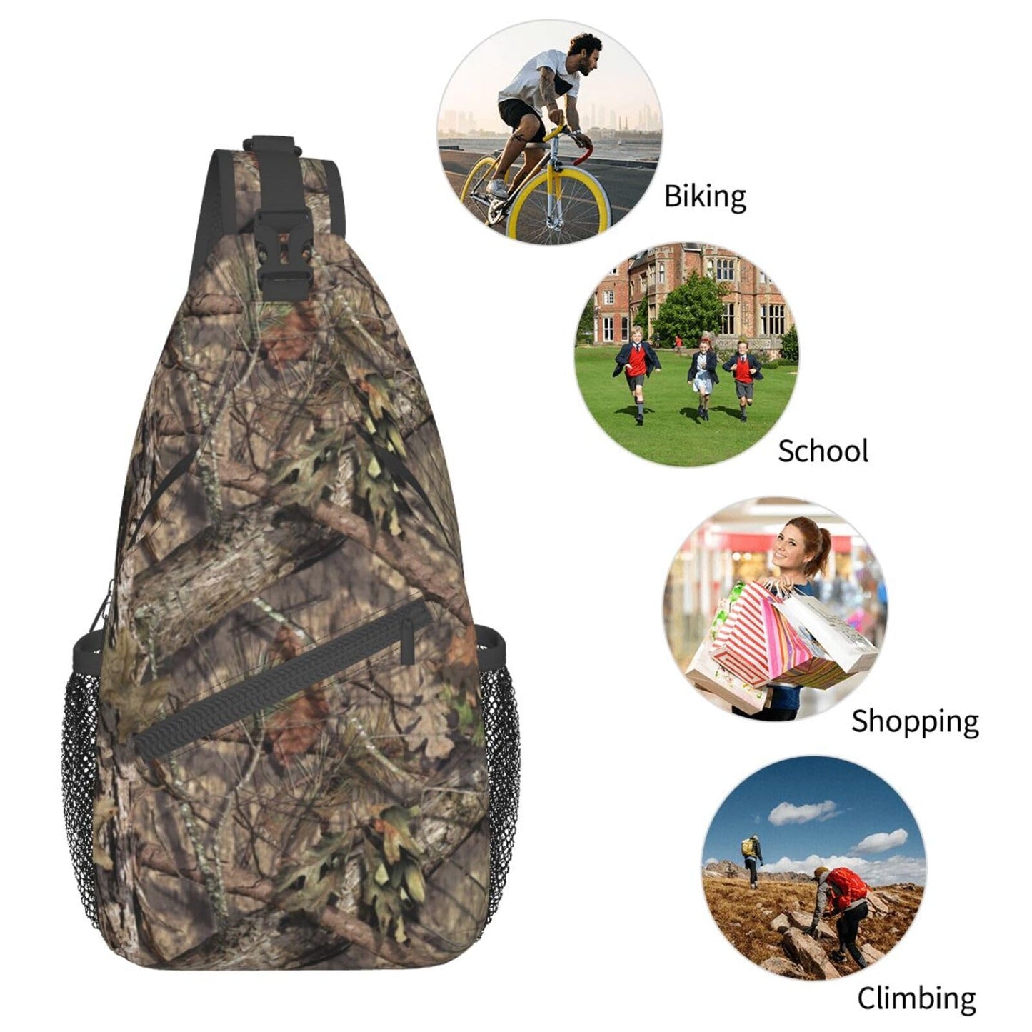 Camo Forest Hunting Sling Backpack, Unisex
