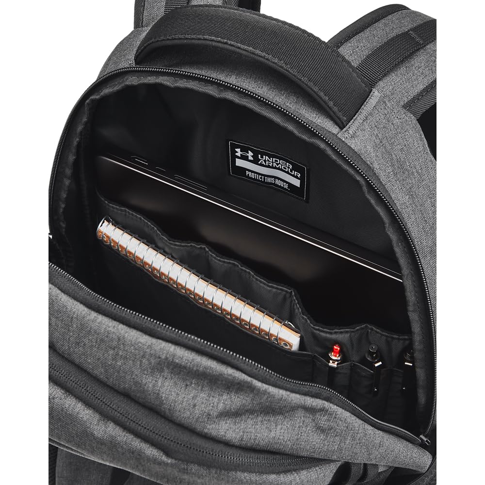 Under Armour Hustle 6.0 Backpack, Black/White