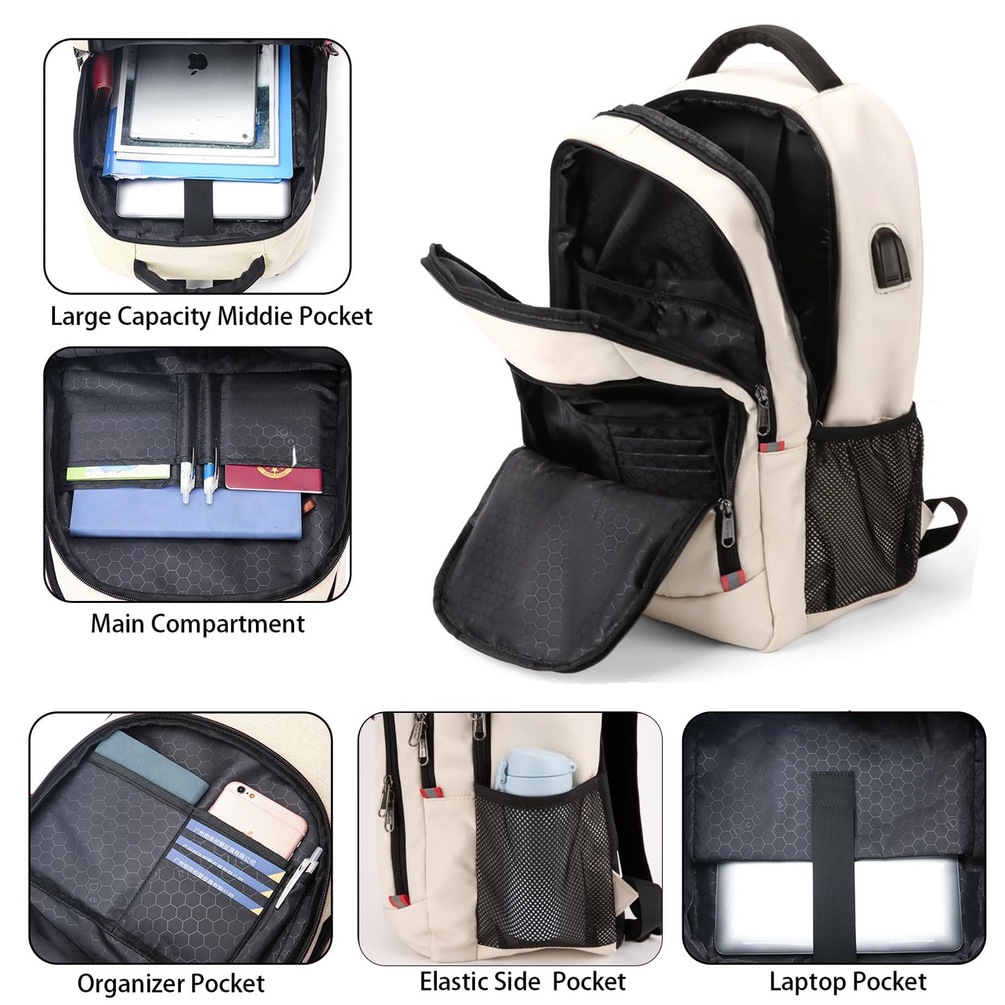 Travel Laptop Backpack, Black Backpack for Men and Women