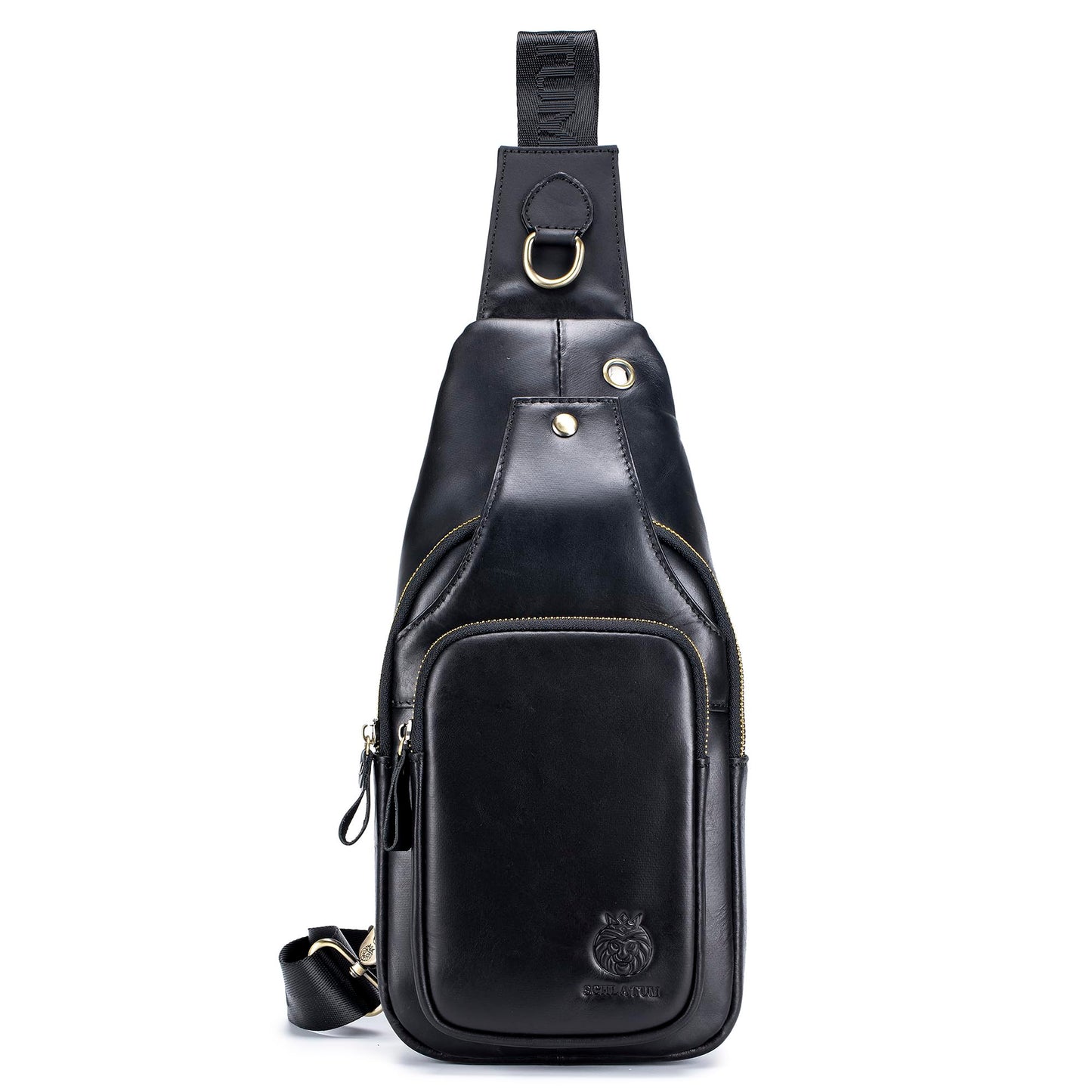 LUKZIJAES Genuine Leather Sling Bag for Men