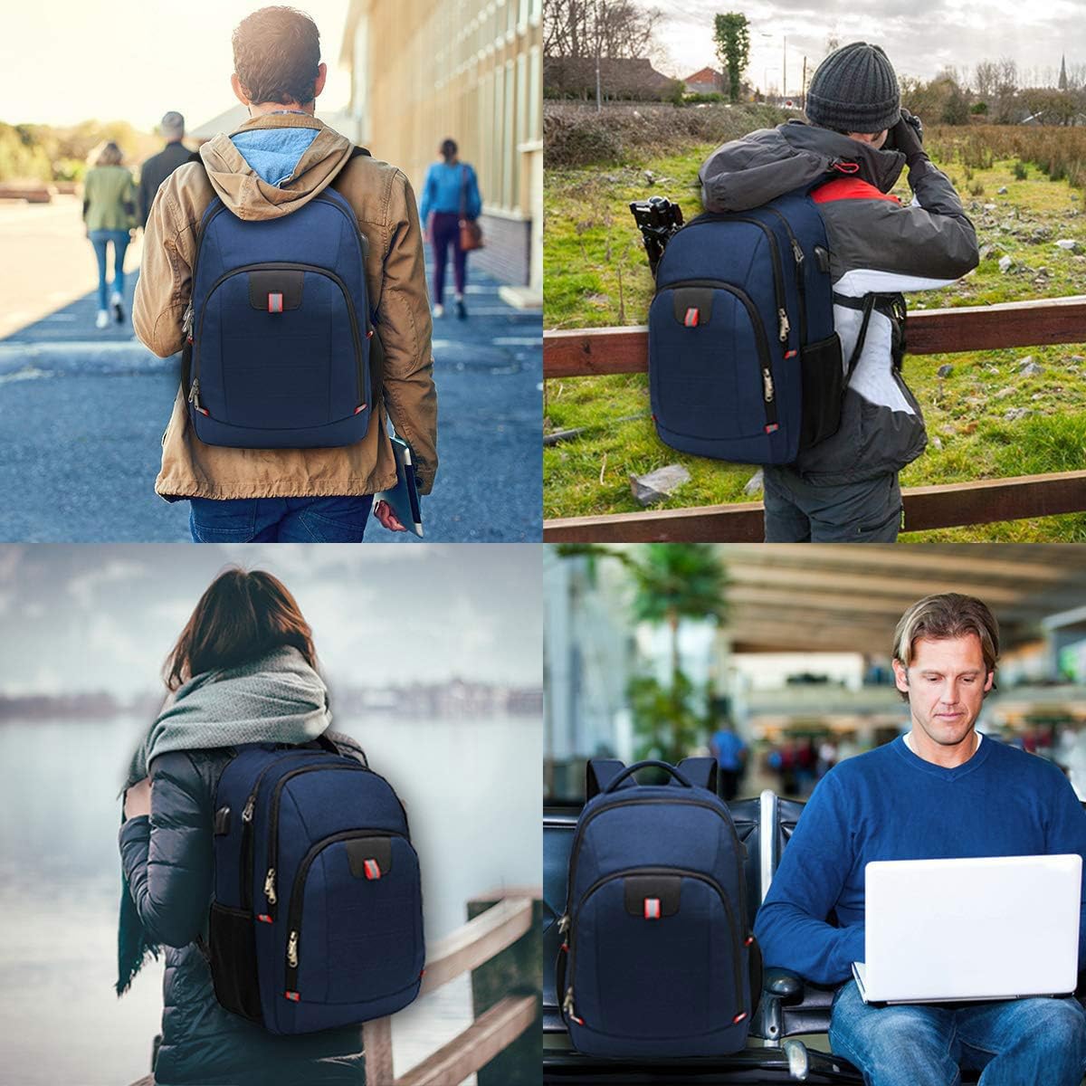 Travel Laptop Backpack, Black Backpack for Men and Women