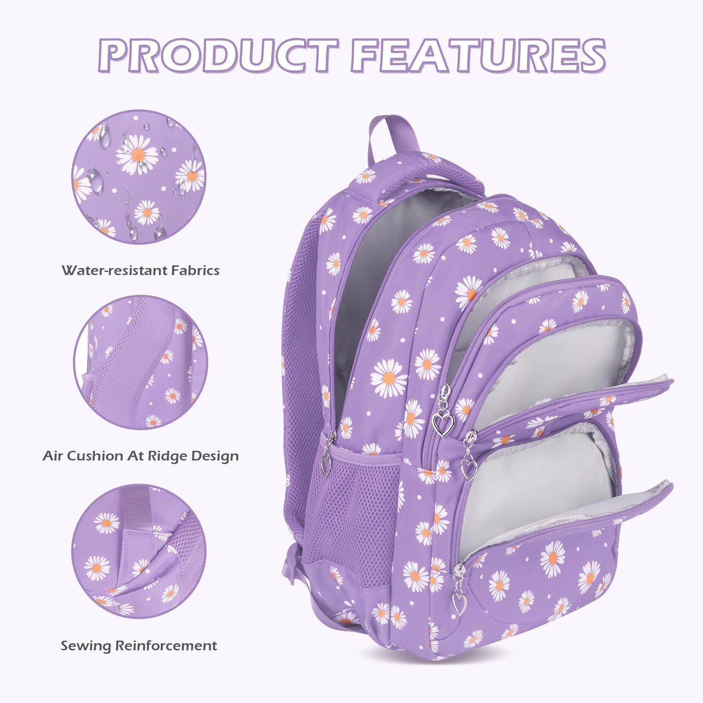 Goldwheat Daisy Backpack Set, 3pcs