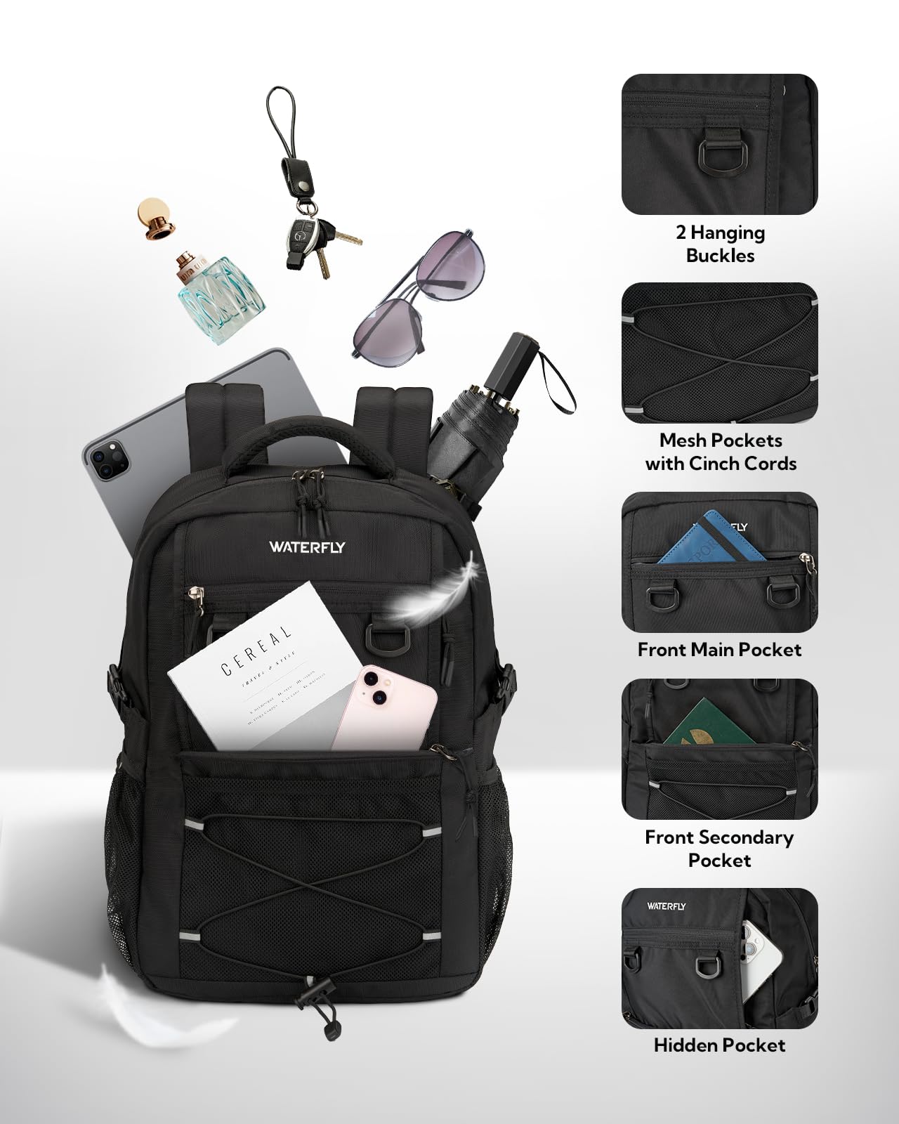 WATERFLY 22L Lightweight Travel & Hiking Backpack