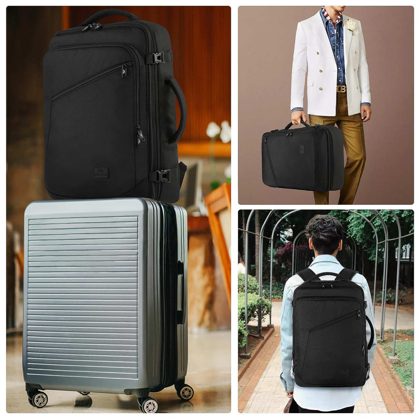 MATEIN 40L Carry-On Travel Backpack, Black